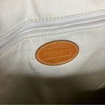 Fossil coated canvas messenger bag pink bicycle print leather trim Photo 9