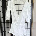 White Asymmetrical Puff Sleeve Bodysuit for sleeping or lounging Photo 0