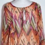 Daytrip Mult-Color Print Peasant Blouse Size Large Lantern Sleeve Blouse Photo 2
