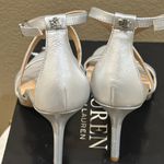 NWT Lauren Ralph Lauren Gabriele Metallic Leather Sandal Silver Size 8.5 Photo 4