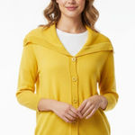 Adrienne Vittadini  Women's Neon Yellow Knit Drape Neck Cardigan Sweater NEW M Photo 0