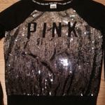 Victoria's Secret PINK Bling Crew Sweatshirt Size Small New Black Silver Sequins Photo 2