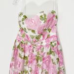 BHLDN Anthropologie  Jessa Floral Pink White Strapless Dress Formal Gown Photo 3