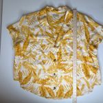 Wonderly  Tropical Leaf Print Linen Blend Button Up Shirt Sz 2X/3X Yellow Resort Photo 5