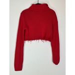 Polo Jeans Y2K Style Mock Neck Distressed Crop Sweater Size Small Red Photo 2