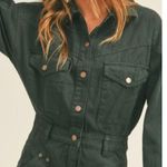 Miou Muse Women's Western Mini Dress Size Small Black Washed LS Snap Denim Like Photo 5