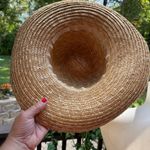 Cappelli Straworld 100% Straw Sun Hat Leopard cloth bow tie one size EUC Brown Photo 3