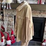 Cream and Tan Peplum Button Down Shirt Size L Photo 7