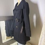 Guess Vintage  Black Double Breasted Wool Trench Coat with Gold Accents Photo 2
