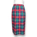 Vintage Tartan Plaid Wool Skirt Burgundy Purple Green Midi Colorful Festive Red Size 6 Photo 10