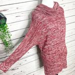 New Directions Cowl Neck Red Knit Oversized Sweater Tunic Top Size Small Photo 3