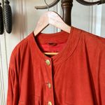 Vintage Crimson Rust Red Suede Leather Bomber Jacket Size L Photo 1
