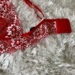 Red Sheer Lace Bralette Bra Sz Medium Photo 4