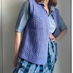 Womens Sweater Vest Hand knit Crochet Purple Open Cottage core Grannycore Size M Photo 2