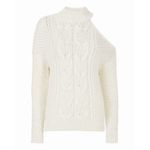 Intermix  Britta Ivory Cold Shoulder Cableknit Wool Sweater Size Petite Photo 2