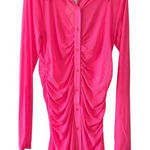 Good American  Knockout Pink Sheer Ruched Long Sleeve Mini Dress Size 3 / large Photo 0