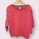 Espresso Red Scoop Neck Sweater with 3/4 Ruched Sleeves Photo 0