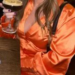 Hello Molly Orange Satin Dress Photo 3