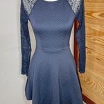 Altar'd State Altar’d State Navy Blue Lace Long Sleeve Fit and Flare Mini Dress Extra Small Photo 0