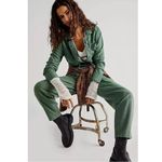 Free People  Grunge 90s Quinn Constructed Coveralls Jumpsuit Army Green Medium Photo 2