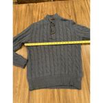 Carven heavy Cable knit cotton blue toggle button pullover Mockneck sweater Size L Photo 5