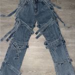 Maniere De Voir  Blue Strap cargo Detail Straight Leg Jeans Photo 1