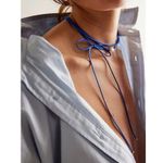 Free People Coquette Pearl & Bow Grapejuice Blues Choker Necklace in Blue NWT Photo 4