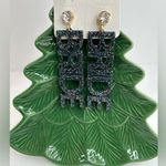New BRIDE Earrings! glittered Acrylic Letters w rhinestones/gold toned setting Blue Photo 0