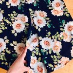 Rose + Olive Floral, Pleated, Flowy, Dressy Tank, Navy Blue, Peach, Size L Photo 6