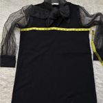 ZARA Black Organza Bow Tie Neck with Sheer Puff Long Sleeves Dress size XXL Photo 9