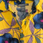 Kate & Mallory  floral yellow high low ruffle hem tunic top S Photo 1