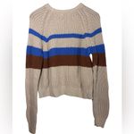 Lush Clothing Lush Multicolor Striped Sweater - Cream, Blue, and Brown Photo 2