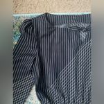 Vintage 60/70s black striped floral tie neck midi dress, size 14 Photo 6