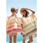 Tribe Alive  Caftan Poncho in gray and white Photo 1