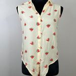 Japna  Novelty Watermelon Printed Tie Front Collared Tank Sz Small Photo 7