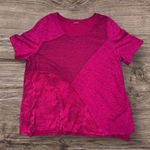 Catherines  Women’s Dark Pink Plus Size Mixed Fabric Short Sleeve Top Size 1X Photo 2