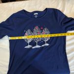 Holiday Time Navy Cardinal Tree Long Sleeve Tee Medium Winter Scene Top Photo 5