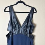 Anthropologie New  Black Navy Faux Leather Cut-Out Sleeveless Midi Dress Size 12 Photo 2