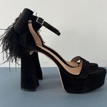 Antonio Melani Janie Black Velvet Rhinestone Bow Feather Heels Photo 3