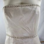Birnbaum & Bullock Womens Bridal Gown Size 10 Ivory Silk Strapless Rhinestones Photo 2