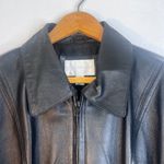 Worthington Black Leather Jacket Full Zip Classic Neutral Bikercore Size Large Photo 2