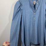 J. Crew Chambray Top Women S Blue Puff Sleeve Denim Blouse Prairie Cottage Core Photo 3