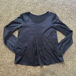 Etro dark blue silk long sleeve top size 38 Photo 4