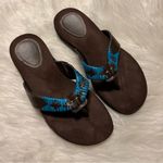 Ruff Hewn  Sandals Woman’s Size 6.5 M Flip Flops Navajo Turquoise Brown Boho Photo 0