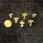 Six guardian angel cherub pins use on a lapel hat tie etc. Gold Photo 1