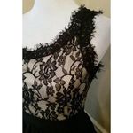 Doe & Rae Black Lace & Ivory Fringe One Shoulder Short Party Dress by Whimsigoth Photo 2