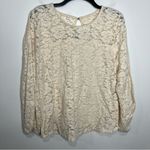 Maurice's NWT‎  Solid cozy lace balloon sleeve top cream size large Photo 2