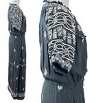 Free People Riley Embroidered Midi Maxi Dress Duster Black Grey Bohemian Medium Photo 7