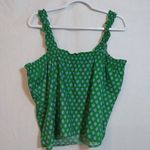 J.Crew  Kelly Green Floral Smocked Ruffle Pajama Tank Top Size L Photo 5