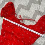 Urban Outfitters  Red Ditsy Floral Milkmaid Puff Sleeve Cottagecore Mini Dress L Photo 6